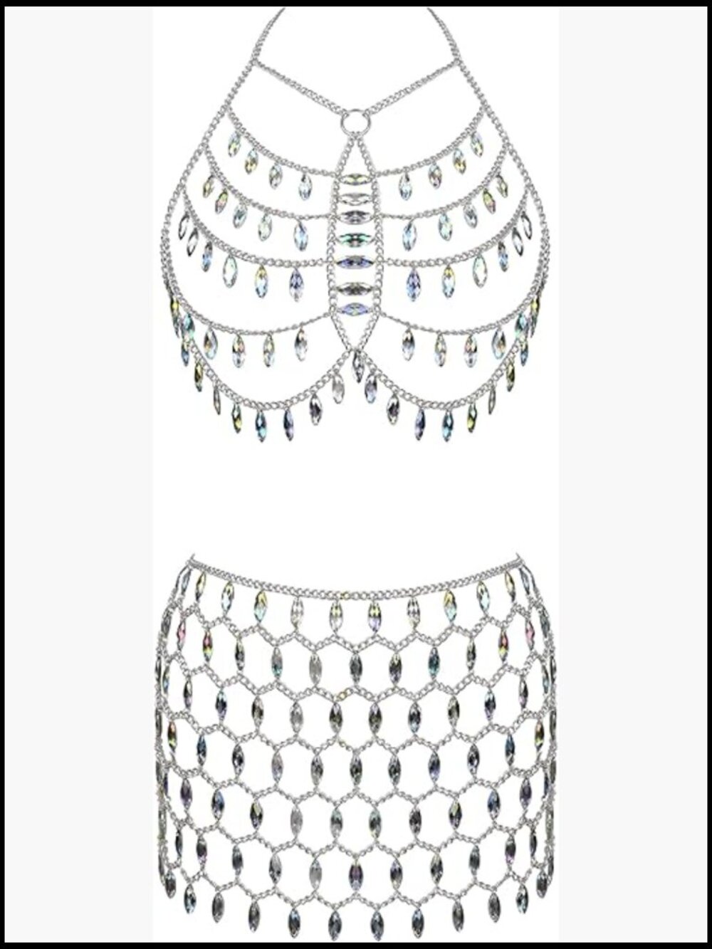 Body Chain Bikini Beach Body Jewelry Set Y2K Alloy Chain Sexy Swimwear